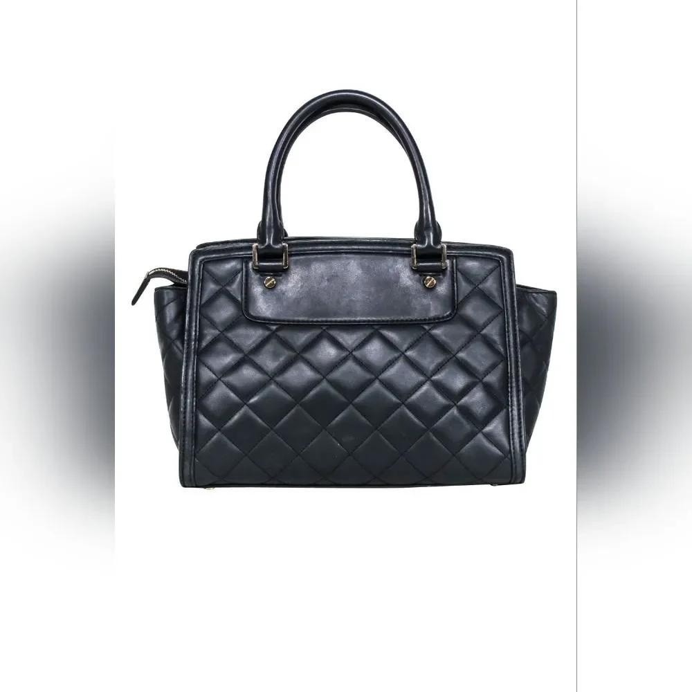 Michael Kors Quilted Selma Convertible Black Satchel Laptop Tote Bag